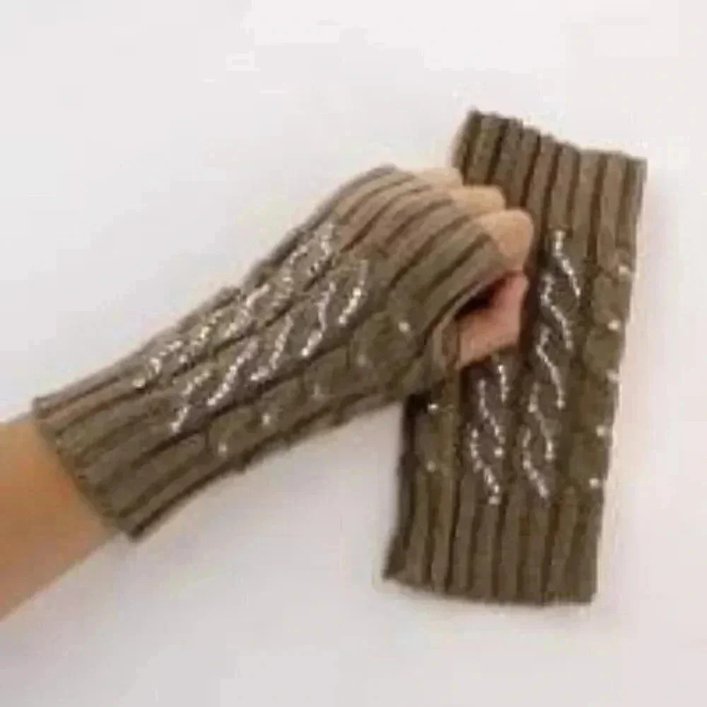 Rhinestone Mittens knitted arm warmers more colors